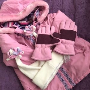 Gymboree FolkSong Parka,3:1 Jacket coat hat gloves